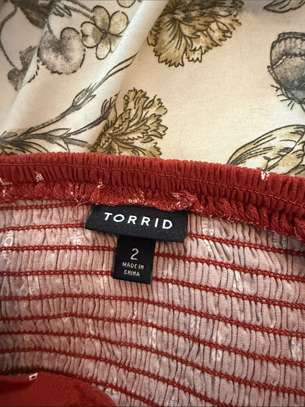 Torrid Boho Red Patchwork Smocked Tank Top - Picture 2 of 2